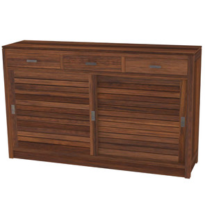 Teak massiv Sideboard mit 2 Schiebetüren und 3 Schubladen