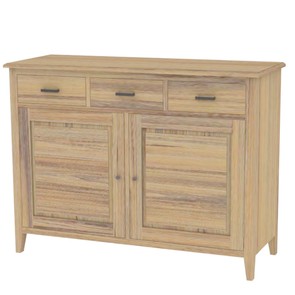 Massives Teakholz Sideboard mit 2 Schwingtüren und 3 Schubladen