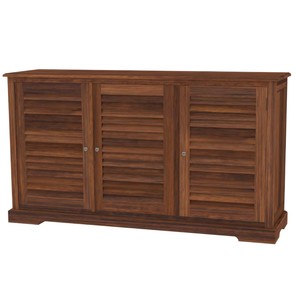 Massives Sideboard aus zertifiziertem Plantagenteakholz mit 3 Schwingtüren