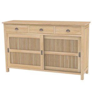 Massivholz - Sideboard aus zertifiziertem Plantagenteak mit 2 Schiebetüren und 3 großen Schubladen