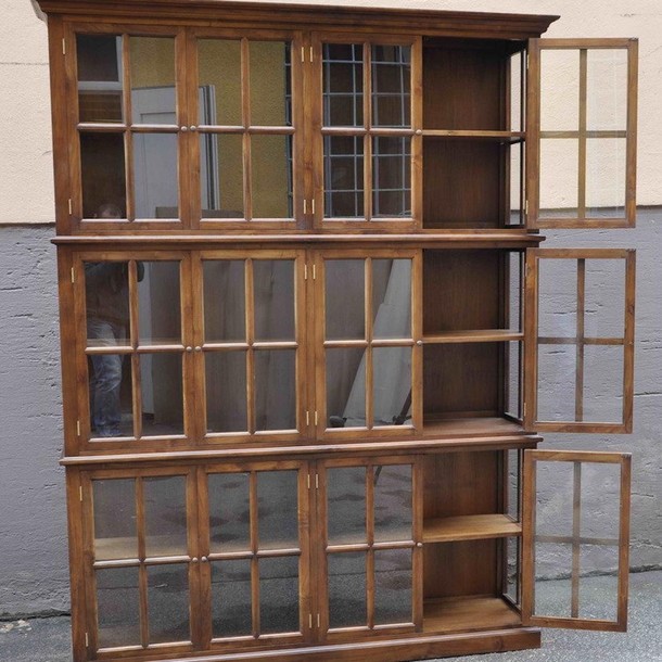 Büchervitrine Da Vinci aus Teak Massivholz