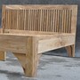 Bett Daniela aus Teak Massivholz im mediterranen Stil, Teakholz Bett in der MOEBEL KOLONIE Manufaktur gefertigt, ein Schreiner Meisterstueck aus dem Edelholz Teak, Massivholz Moebel fuer das Schlafzimmer auch nach Mass moeglich, schoenes Bett Kopfteil in edler Staebchen Optik, Moebel Muenchen Teak Massivholz