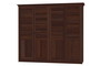 Massivholz Teak Schrank in der Farbe Antik aus unserer MOEBEL KOLONIE Farbpalette, Schrank mit vier Schwingtueren in Horizontal Design im oberen Teil und Vollholz Optik im unteren Bereich, Massivholz Schrank aus Teak in bester, traditioneller Schreiner Qualitaet, Schrank nach Mass aus massivem Teak, Muenchen Moebel Manufaktuer und Design, frei konfigurierbar