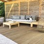 Outdoorsofa "JARDIN" mit Polster und hochgeklapptem Kopfteil aus massivem, zertifiziertem Plantagenteak