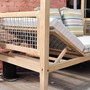 Plantagen Teakholz Daybed Jardin ausMassivholz, Seitenansichtl, Seitenteil und Kopfteil bestehen aus Synthetic Rattan Geflecht von Rehau. Das Kopfteil ist hochklappbar, Massivholz Daybed  in der Farbe Roh aus der MOEBEL KOLONIE Holz Farbpalette