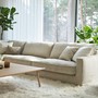 viersitziges Hussensofa Malte im luftig leichten Scandi Style, Beistelltisch aus Holz, grosse Sofalandschaft in vielen Farben moeglcih