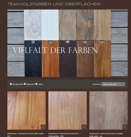 Katalog Maßmöbel und Farbmuster Teakholz